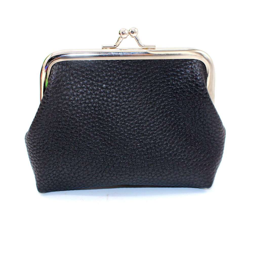 Leather Kiss Lock Coin Purse Wallet
