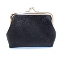 Leather Kiss Lock Coin Purse Wallet