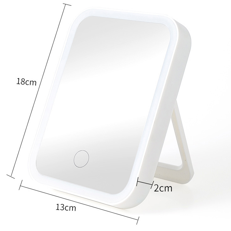 Plastic LED Lighted Folding Makeup Mirror    Led Monochrome Rechargeable Makeup Mirror