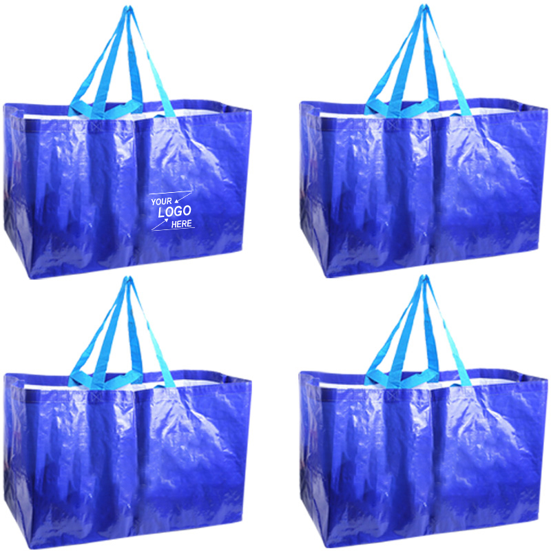 Large Blue Reusable Grocery Tote Bags