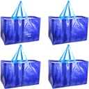 Large Blue Reusable Grocery Tote Bags