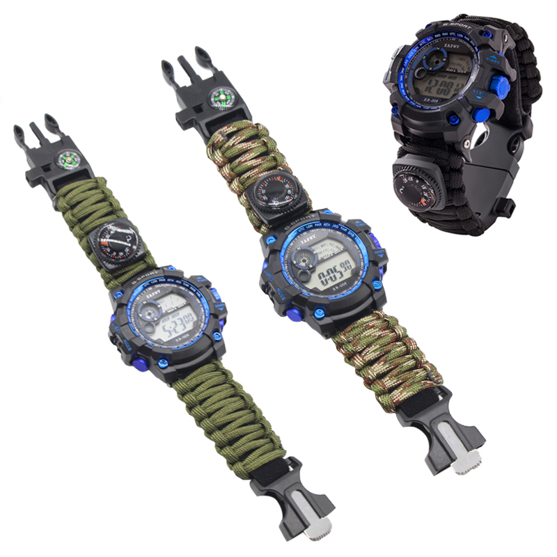 Outdoor Waterproof Survival Bracelet Watch 