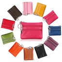 Leather Key Chain Coin Purse       Women's leather Zip Mini 