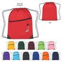 Polyester Sports Drawstring Pack With Front Zipper