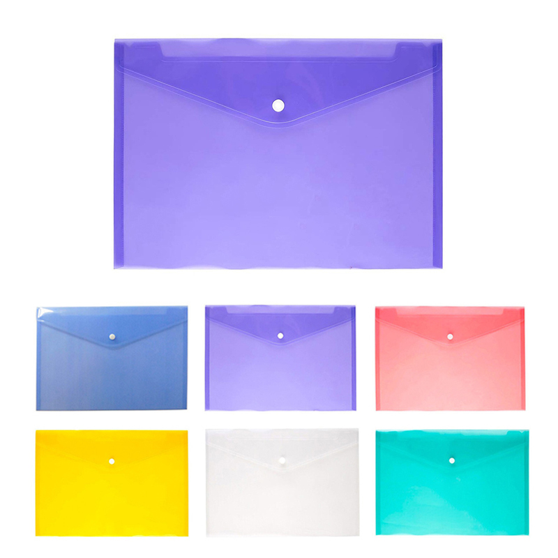 A4 Size Plastic Envelope with Snap Button Plastic Folder