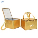 6 Inch Gold Non-woven Cooler Bag / Zipper Lunch Tote Bags