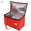 10 Inch Red Non-woven Cooler Bag / Zipper Lunch Tote Bags