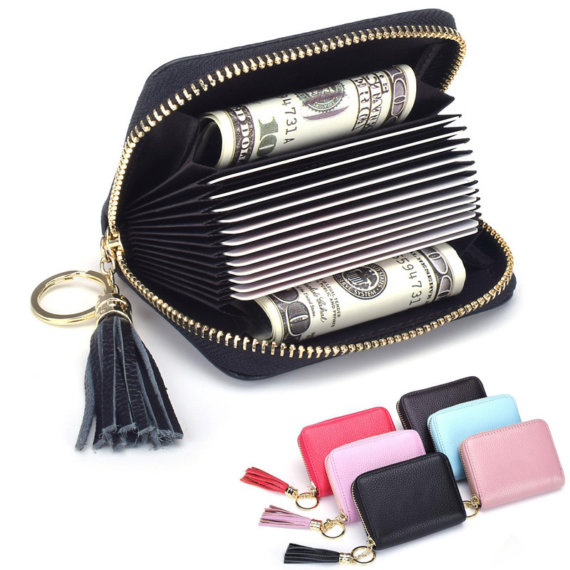 RFID Zipper Leather  Card Wallet 