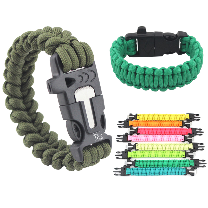 Outdoor Survival Bracelet With Flint/Scraper/Whistle
