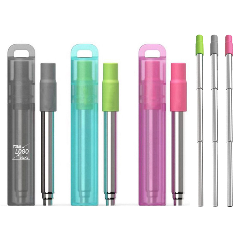 Stainless Steel Telescopic Straw with Case &amp; Silicone Tip