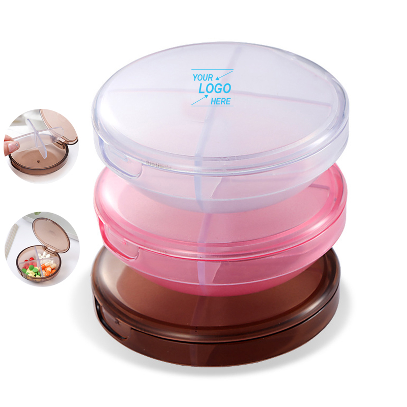 Round 4 Compartments Pill Box / Pill Case