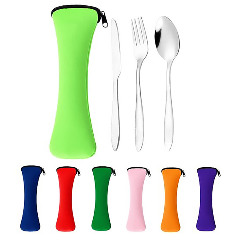 3-Piece Camping Cutlery Flatware/ Portable Stainless Cutlery