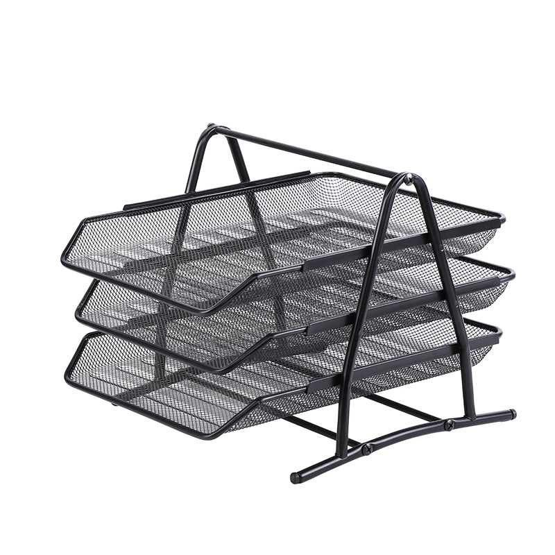 3-Trays Mesh Desk Organizer / Metal Stacking Storage Rack