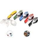 Multi-function stainless steel foldable fork spoon knife