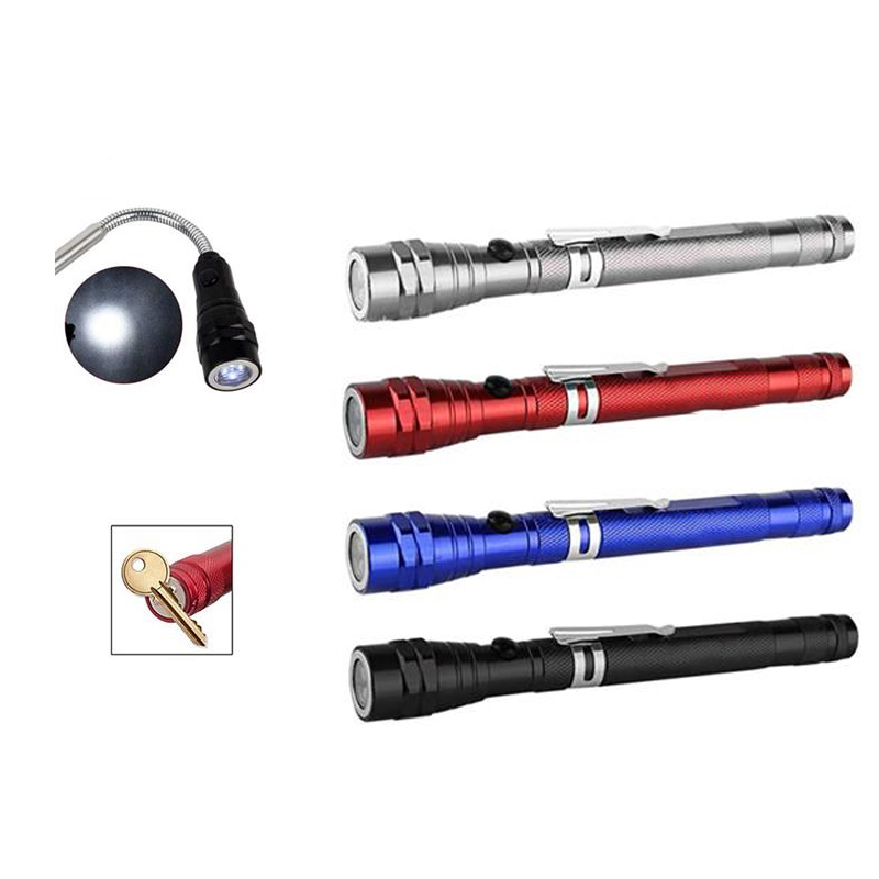 3 LED Telescopic Aluminum Flashlight With Magnet