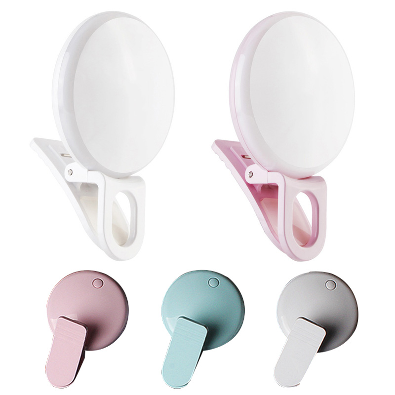 Phone Selfie Round LED Ring Fill Light Recharging with Clip