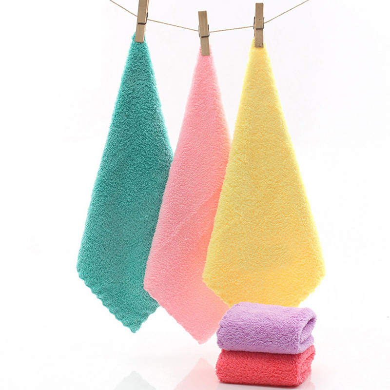 吸水家用洗脸珊瑚绒小方巾柔软素色多种规格毛巾家居日用多功能巾