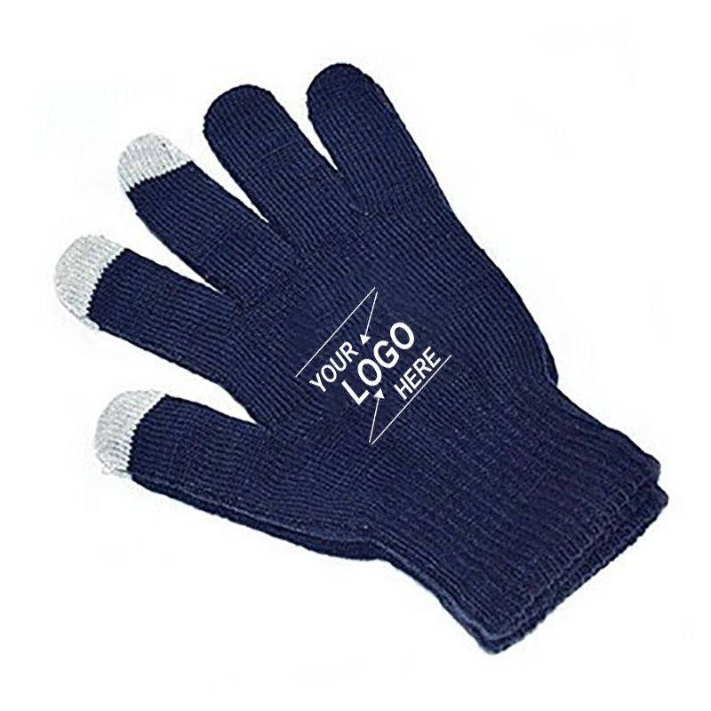 Knitted Touchscreen Winter Gloves - Navy Blue