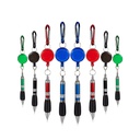 Retractable Soft Grip Metal Pen with Carabiners