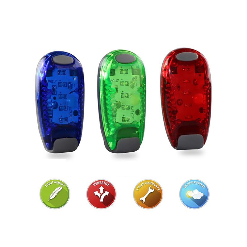 3 Flash LED Cycling Walk Run Warning Safety Clip Light