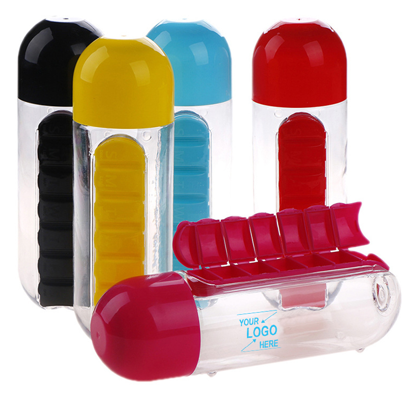 2 in 1 Daily Pill Box Organizer Water Bottle 700 ml