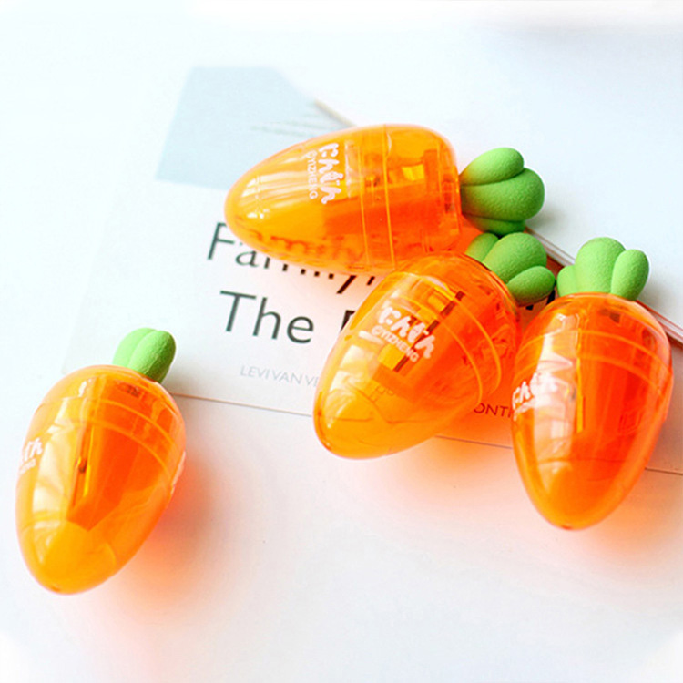 Carrot Shaped Pencil Sharpener with Eraser