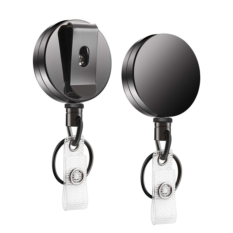 ID Badge Reel ，Round Retractable Badge Holder with Carabiner
