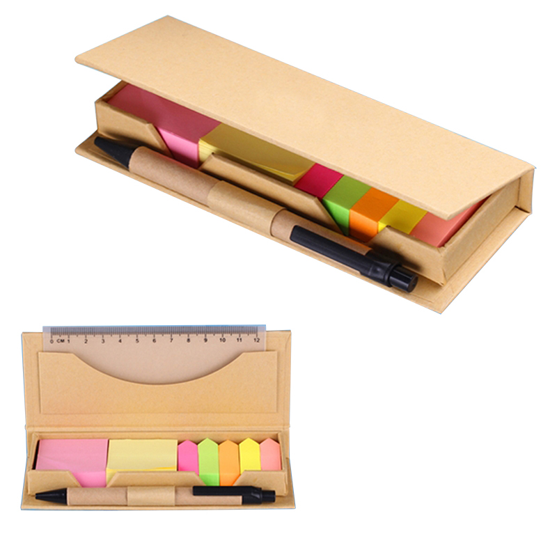 Sticky Note Desk Set with Ruler and Ballpoint Pen