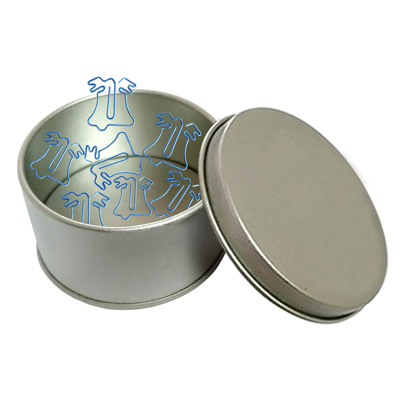 Christmas Bell Shaped Paper Clips in Tin Container