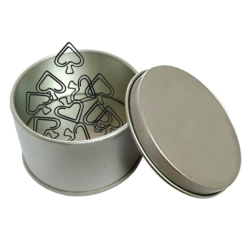 Card Game Spade Shaped Paper Clips in Tin Container