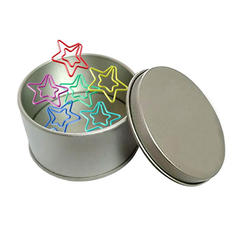 Star Shaped Paper Clips in Tin Container