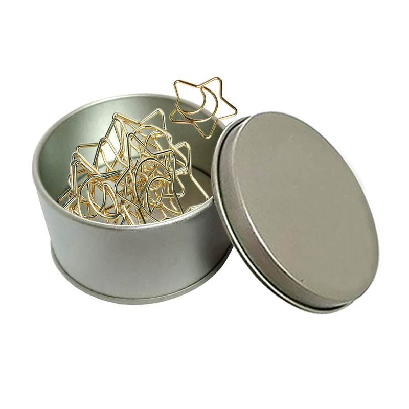 Crescent Moon in Star Paper Clips in Tin Container
