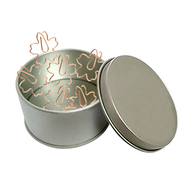 Flower Shaped Paper Clips in Tin Container