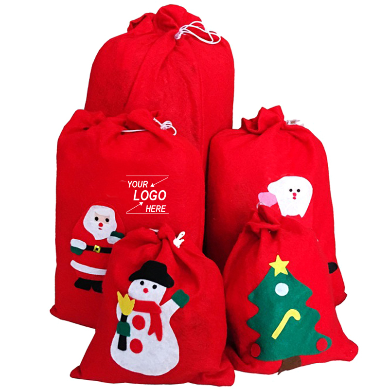 Large Santa Christmas Candy Bag / Drawstring Candy Gift Bag