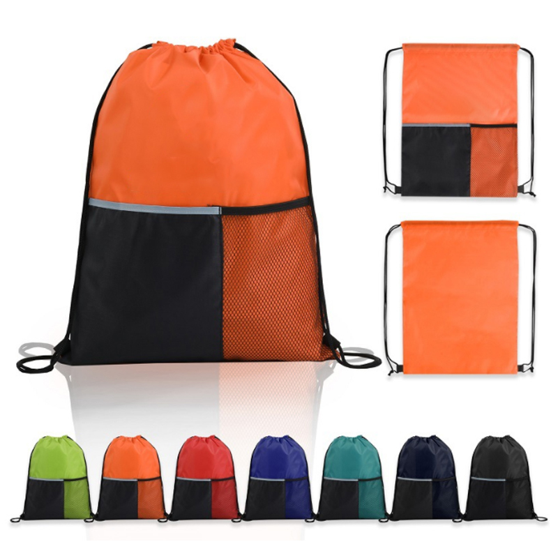 Polyester Vertical Reflective Drawstring Bag