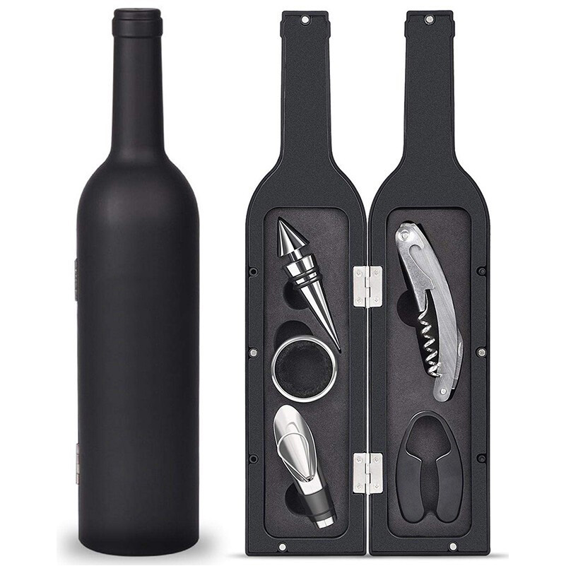 5-piece Wine Bottle Tools Set In Wine Bottle Sharped Case