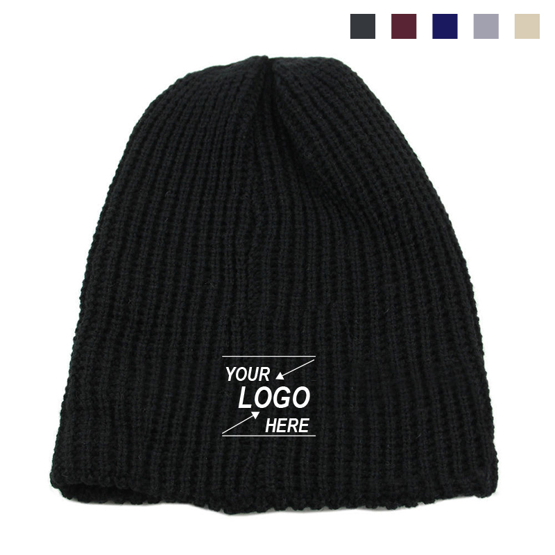 Rib Knit Cuff-less Sports Beanie New Beanie