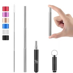[S0500000108] Reusable Stainless Steel Collapsible Straw / Brush Straw Kit