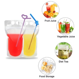 [S1500000025] 16 oz Drink Pouches with Straw Hole / Drink Pouch 500 ml