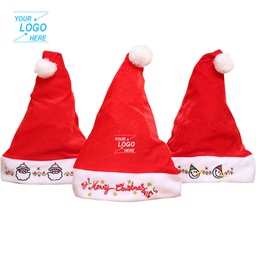 [S0400000141] Plush Santa Hat / Embroidered Christmas Santa Hat