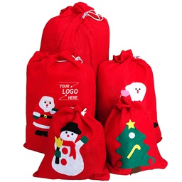 [S0400000143] Large Santa Christmas Candy Bag / Drawstring Candy Gift Bag