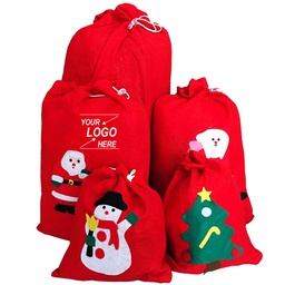 [S0400000146] Medium Santa Christmas Candy Bag / Drawstring Candy Gift Bag