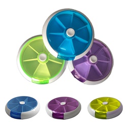Round Travel (7-Day) Pill, Medicine, Vitamin Organizer Box