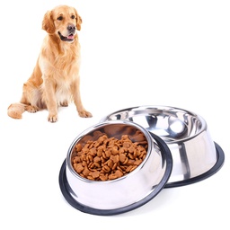 [S0502040023] Dog Cat Bowl Stainless Steel Travel Outdoor Food Dish 7&quot;