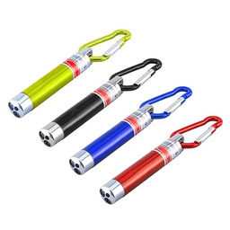 [S0103000124] Mini Flashlight With Carabiner LED Laser Light Keychain