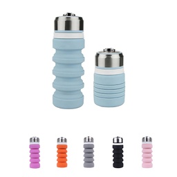 Collapsible Silicone Sport Bottle With Stainless Steel Cover