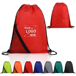Classic Polyester Drawstring Backpacks with Zippered Pockets