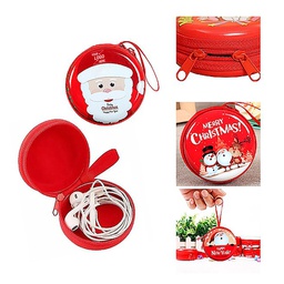 [S0400000166] Christmas Round Metal Case With Zipper