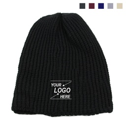 [S0600000285] Rib Knit Cuff-less Sports Beanie New Beanie