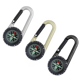 [S0609000014] 2-in-1 Zinc Alloy Carabiner Style Compass